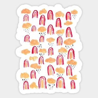 sweet rainbow, clouds and rain pattern Sticker